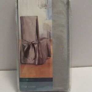 Fabric Armless Chair Cover Silver Fits up to 42"